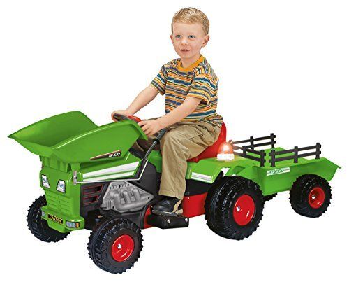 INJUSA Tractor Dump Trac con volquete y Remolque 637 Equipado con Luces y Sonidos batería 6V Recomendado para niños de más de 3 años